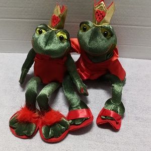 Anscan Royal king and queen plush kiss me frogs red night slippers Valentine's